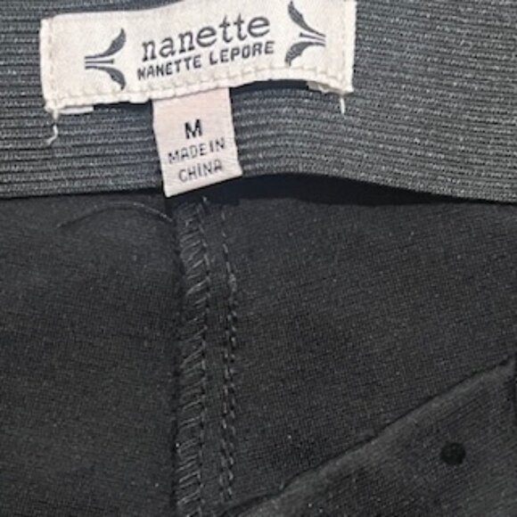 NEW Nanette Lepore Black Dot Pants Womens Medium Tapered Legs Pull On Flat front - Picture 4 of 11